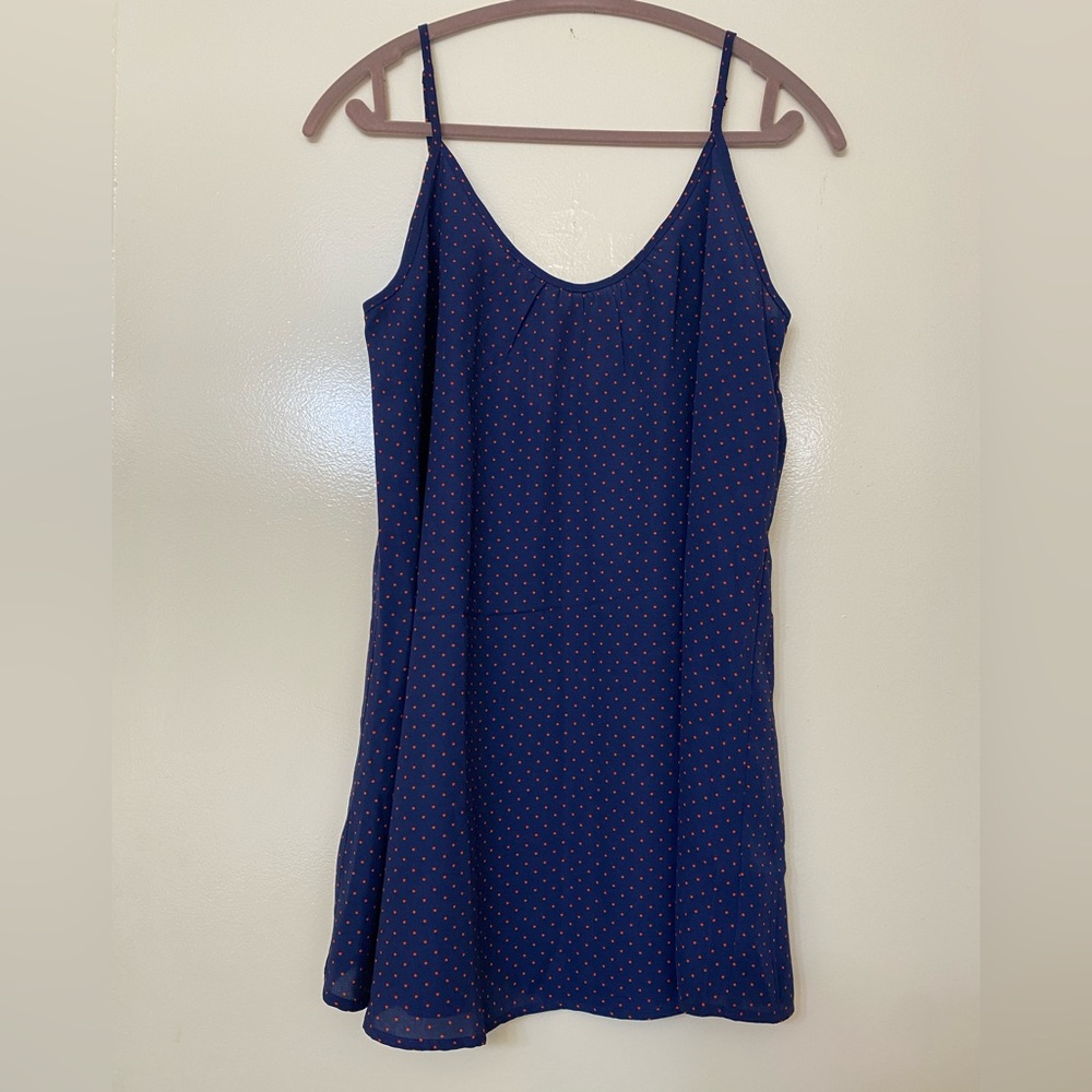 Blue Slip Dress with Red Dots - Forever 21